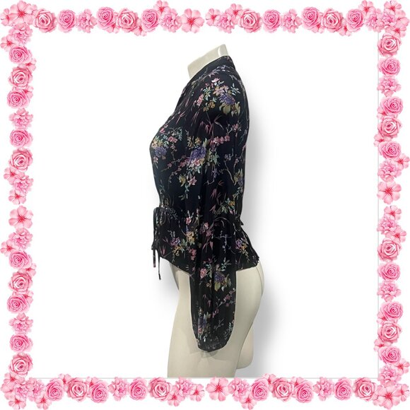 ROLLA'S Lightweight Semi-Sheer Floral Print Long Sleeve Blouse - Size S - Picture 8 of 13